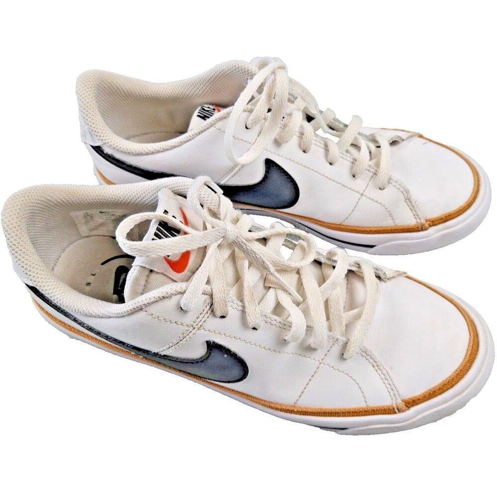 Nike Kids Court Style Sneakers White Black Swoosh Gum Sole Casual Shoes Size 6Y - Picture 6 of 12